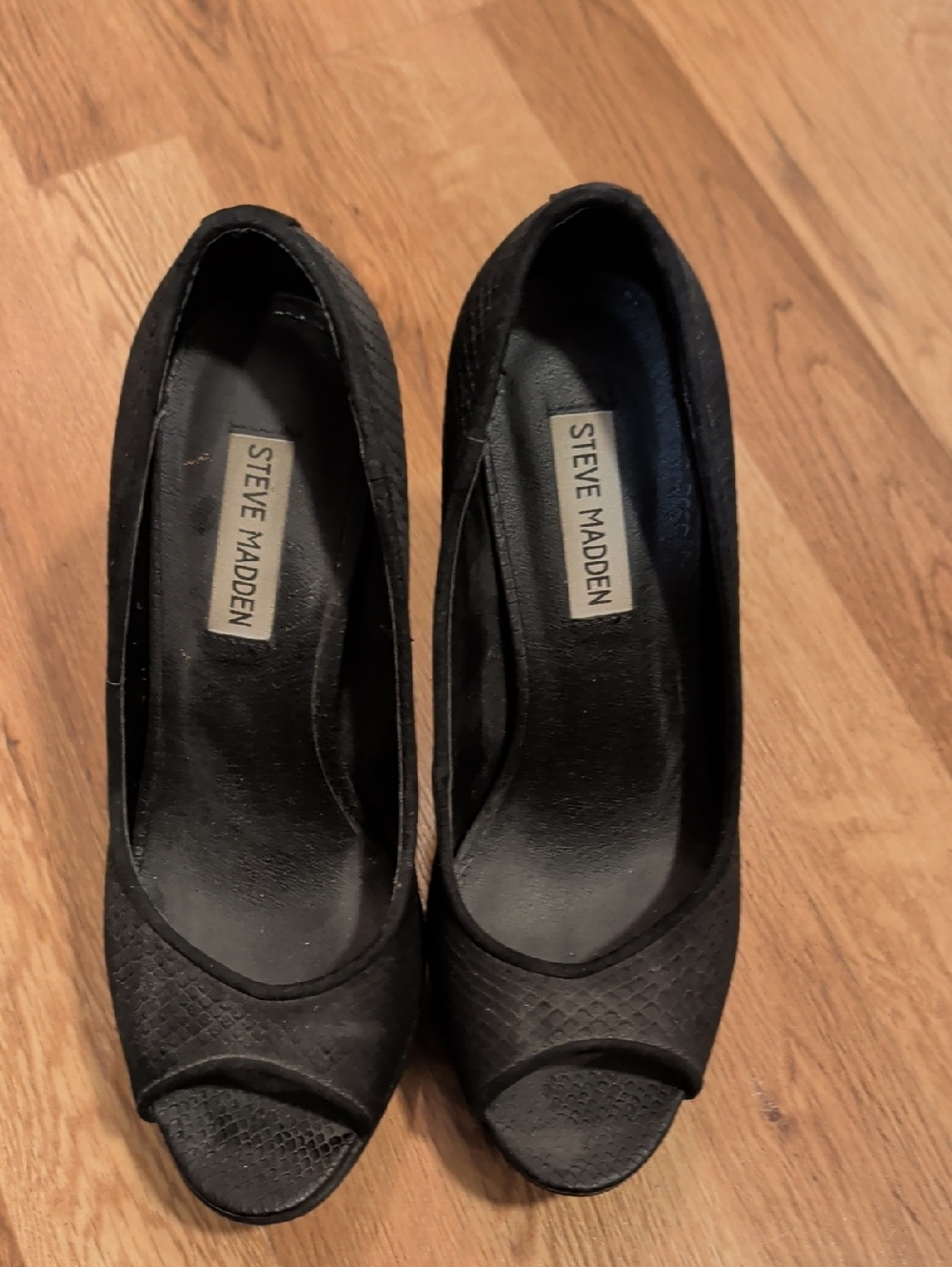 Steve Madden Black Peep-Toe Heels